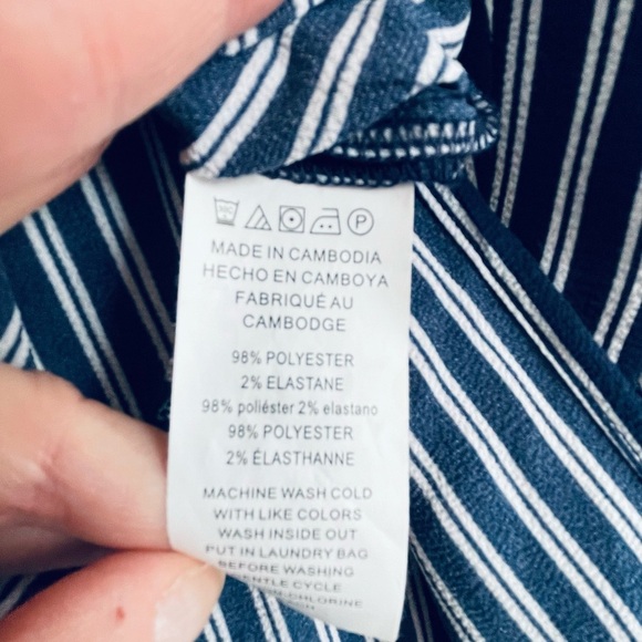 Michael Kors NAVY and White Striped Button Down Shirt - Picture 4 of 9